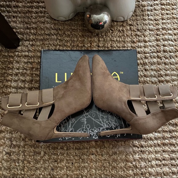 LILIANA Taupe/Nude/Beige/Tan STILETTO Ankle Booties/Boots/Shoes Size 7.5 - Picture 6 of 11